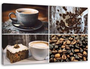 Obraz na plátně Kávová zrna a dort Rozměry: 60 x 40 cm