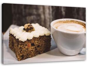 Obraz Cappuccino a kousek dortu Velikost: 60 x 40 cm, Provedení: Obraz na plátně