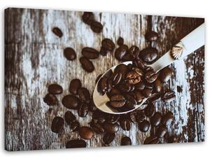 Obraz na plátně Kávová zrna na lžíci Rozměry: 60 x 40 cm