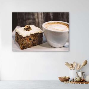 Obraz na plátně Cappuccino a kousek dortu Rozměry: 60 x 40 cm