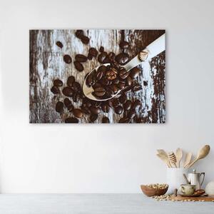 Obraz na plátně Kávová zrna na lžíci Rozměry: 60 x 40 cm