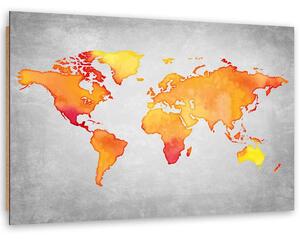 Obraz Oranžová mapa světa Rozměry: 100 x 70 cm, Provedení: Obraz na plátně