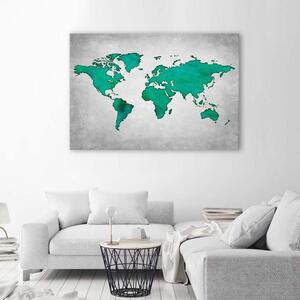 Obraz na plátně Zelená mapa světa na betonu Rozměry: 60 x 40 cm