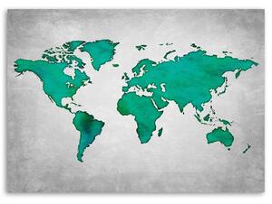 Obraz na plátně Zelená mapa světa na betonu Rozměry: 60 x 40 cm