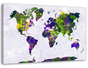 Obraz na plátně Malovaná mapa světa Rozměry: 60 x 40 cm