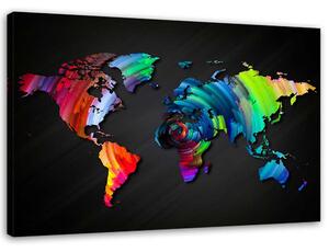 Obraz na plátně Mapa světa s více barvami Rozměry: 60 x 40 cm