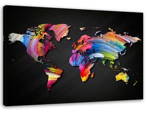 Obraz na plátně Mapa světa s různými barvami Rozměry: 60 x 40 cm