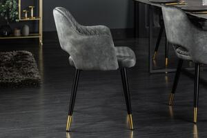 Luxusní sametová židle šedá - Momos Invicta Interior