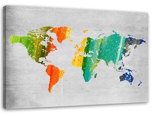 Obraz na plátně Barevná mapa světa Rozměry: 60 x 40 cm
