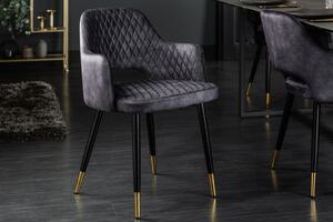 Luxusní sametová židle šedá: Momos IV Invicta Interior