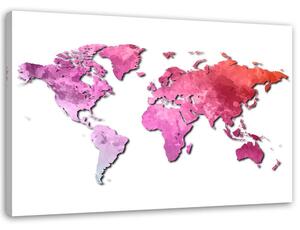 Obraz na plátně Růžová vintage mapa světa Rozměry: 60 x 40 cm