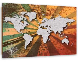 Obraz Šedá vintage mapa světa Velikost: 60 x 40 cm, Provedení: Panelový obraz