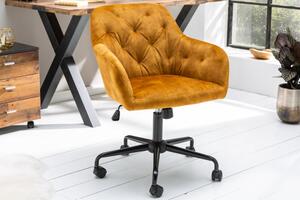 Moderní sametová kancelářská židle žlutá – Titis II Invicta Interior
