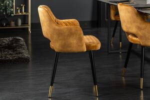 Luxusní sametová židle žlutá: Momos II Invicta Interior