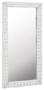 Zrcadlo s proutěným rámem 50 x 100 cm bílé