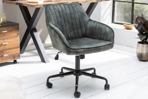 Moderní sametová kancelářská židle zelená – Foibe Invicta Interior