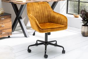 Moderní sametová kancelářská židle žlutá – Foibe II Invicta Interior