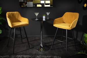 Moderní sametová barová židle žlutá - Svan Invicta Interior
