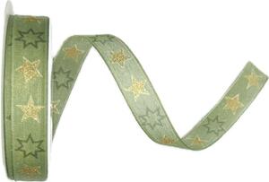 Stuha vánoční NOVA STARLINE GREEN zelená 15mm x 3m (8,-Kč/m)
