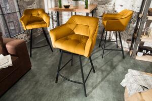 Moderní sametová barová židle žlutá – Ardem II