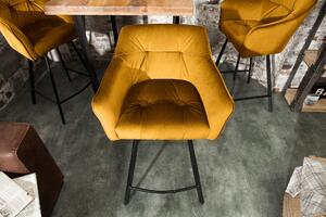 Moderní sametová barová židle žlutá Ardem II Invicta Interior