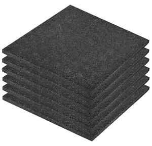 Protipádové dlaždice 6 ks černé 50 x 50 x 3 cm pryžové