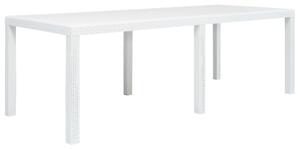 Zahradní stůl bílý 220 x 90 x 72 cm plastový ratanový vzhled