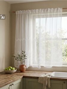 Sinsay - Záclona s páskou a květinovým vzorem - bílá