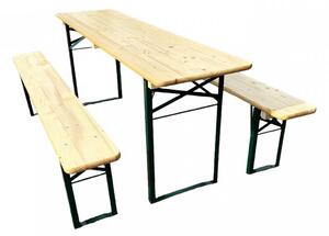 TENTino Bazarový profi pivní set PINIE 200x50 cm- STŮL + 2x LAVICE
