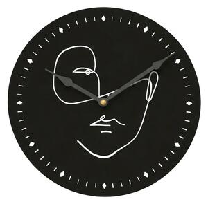 Nástěnné hodiny LINE FACE 29 cm, černé