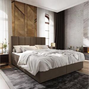 Čalouněná postel boxspring MERALIS 160x200 cm hnědá Matrace: Matrace Bonell pružinová