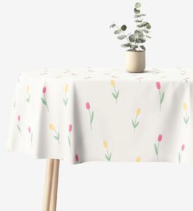 Goldea oválný ubrus 100% bavlněné plátno - tulipány 120 x 180 cm
