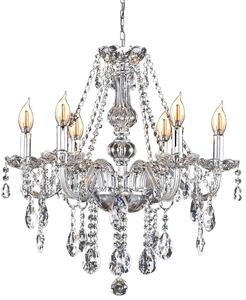 Toolight - Křišťálový závěsný lustr 6xE14 60W 392183, stříbrná, OSW-04007