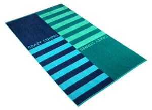 Plážová Osuška Vossen Crazy Stripes, barva modrá, 100 x 180 cm