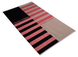 Plážová Osuška Vossen Crazy Stripes, barva černá, 100 x 180 cm