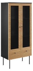 VITRÍNA, dub, černá, barvy dubu, 79/179/43 cm Livetastic - Kredence a vitríny, Online Only