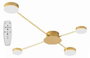 Toolight - LED stropní svítidlo 4-ramenné + dálkové ovládání APP520-4C, zlatá, OSW-08461