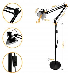 Stojací lampa 1xE27/40W/230V černá