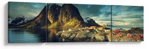Obraz rybářské vesnice v Norsku (170x50 cm)