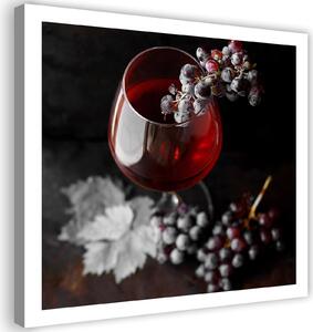 Obraz na plátně Sklenice na víno a hrozny Rozměry: 30 x 30 cm