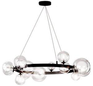 Toolight - závěsné svítidlo skleněné koule 15xG9 40W APP906-15CP, černá, OSW-04034