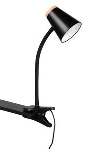 Trio Leuchten R25831102 PONGO - Čtecí lampička se skřipcem v černé barvě, LED 4,5W, 500lm, 3000K (LED lampa na čtení s vypínačem na stínidle)