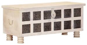 Úložný box bílý 110 x 40 x 45 cm masivní akáciové dřevo
