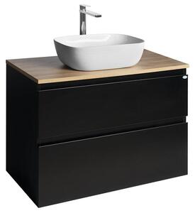 AQUALINE - ALTAIR skříňka s deskou 87,5 cm, černá mat/dub emporio AI690-01