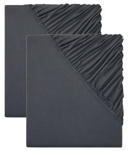 Livarno home Sada žerzejových napínacích prostěradel, 90-100 x 200 cm, 2dílná (tmavě šedá) (100390290002)