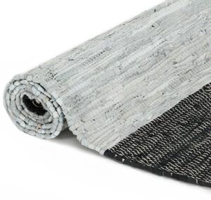 Ručně tkaný koberec Chindi kůže 160x230 cm světle šedý a černý