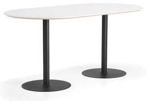 AJ Produkty Barový stůl METRIC, oválný, 2000x1000x900 mm, černá/bílá