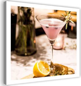 Obraz na plátně Sklenice na pití s růžovým nápojem Rozměry: 30 x 30 cm