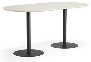 AJ Produkty Barový stůl METRIC, oválný, 2000x1000x900 mm, černá/jasan