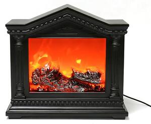 Atmosférický elektrický stolní krb - LED efekt plamene - 33x11x21 cm - Černý